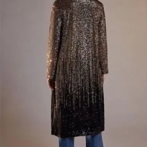 BB Dakota Dulcinea Sequin Duster Jacket - Black and Rose Gold - SMALL - NWT - Picture 3 of 12